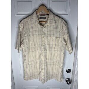 Short Sleeve Beige  Shirt Pocket L Luxury Microfiber R&R Casual Summer Button Up